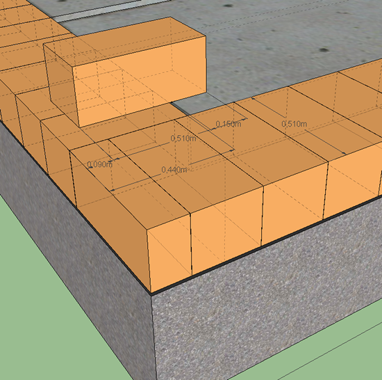 Схема толщины кладки стены