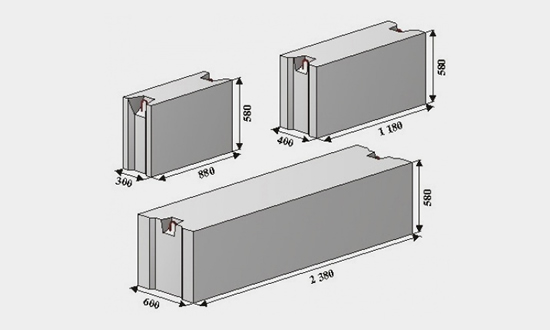 Размеры ПГС-блоков