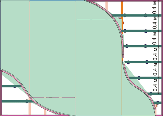 Чертёж криволинейного потолка