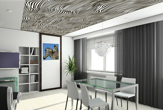 Дизайн кабинета с тканевым потолком