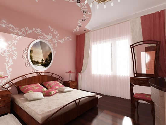 Двухуровневый потолок в спальной комнате