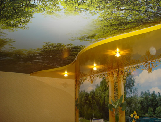 Фото двухуровневого натяжного потолка