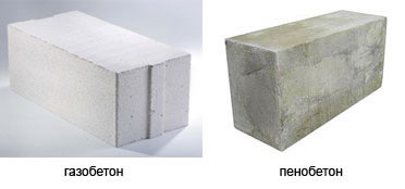 Общий вид газобетона и пенобетона