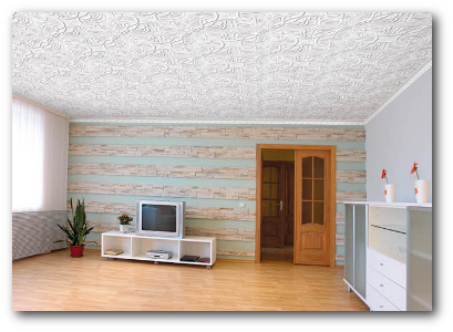 Наклейка бесшовной потолочной плитки
