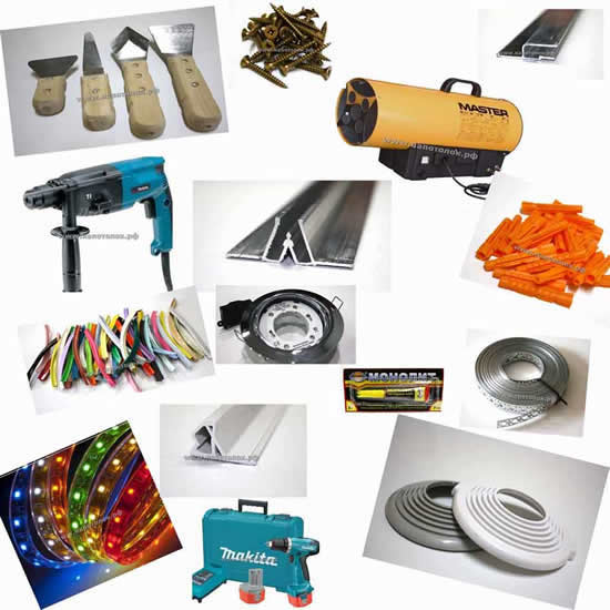 Инструменты для монтажа натяжного потолка