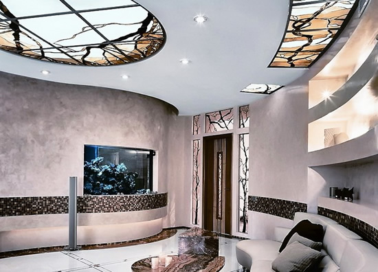 Круглый кессон с остеклённой рамкой