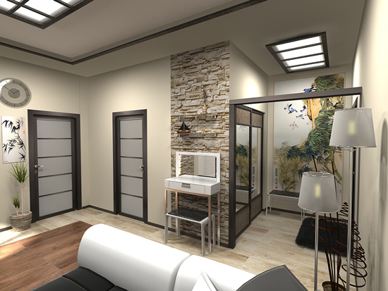 Натяжное полотно со стеклянными вставками