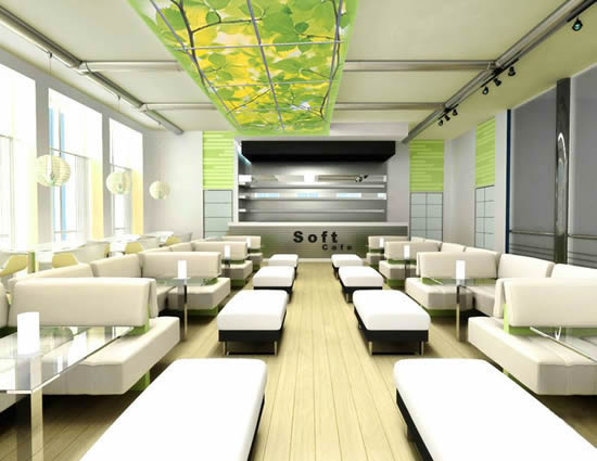 Офис с фотопечатью на потолке