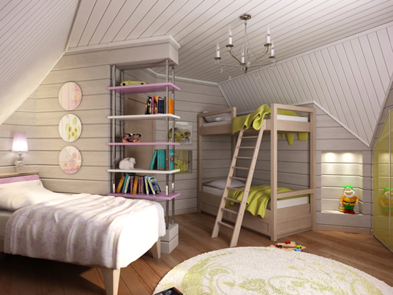 Детская в мансардном этаже