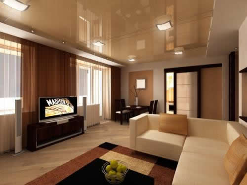 Натяжной потолок в гостиной