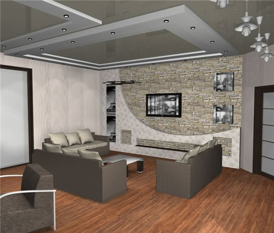 Потолочный дизайн в серых тонах