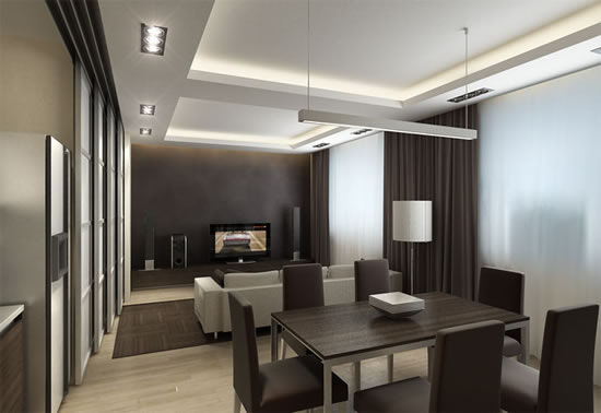 Широкие карнизы с подсветкой