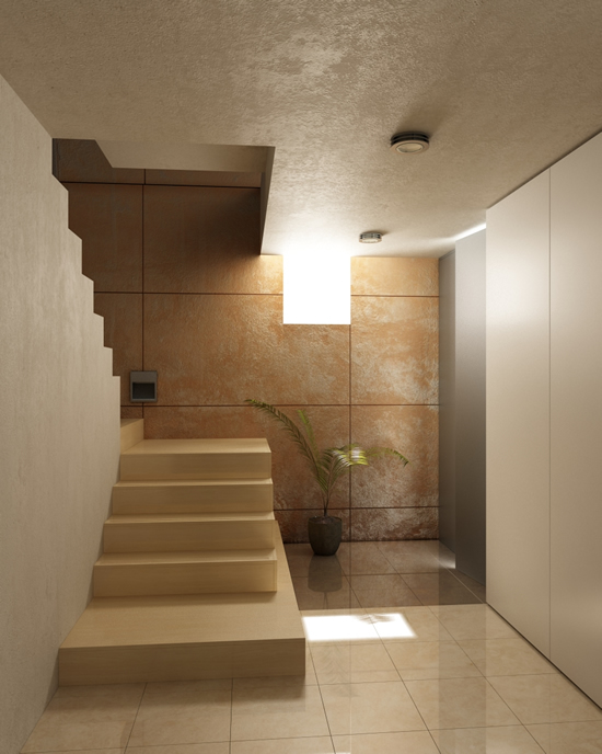 Штукатурка стены, потолка и лестничного пролёта