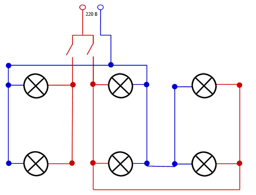 Примерная схема расположения светильников