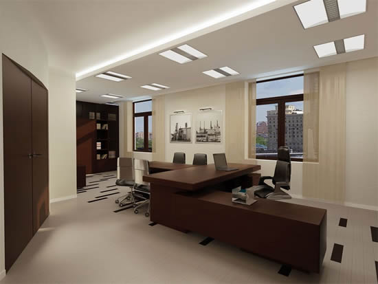 Подвесной потолок в офисе со встраиваемыми светильниками