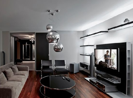 Гостиная со светильниками в стиле хай-тек