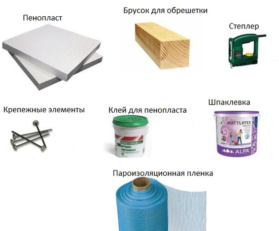 Инструменты и материалы для утепления стен пенопластом